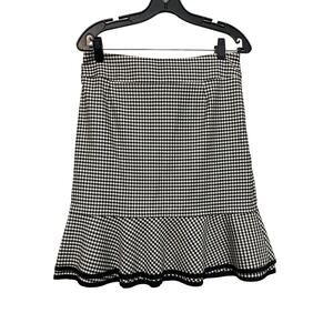 Carlisle skirt black white gingham pattern ruffle hem size 4 side zipper lined